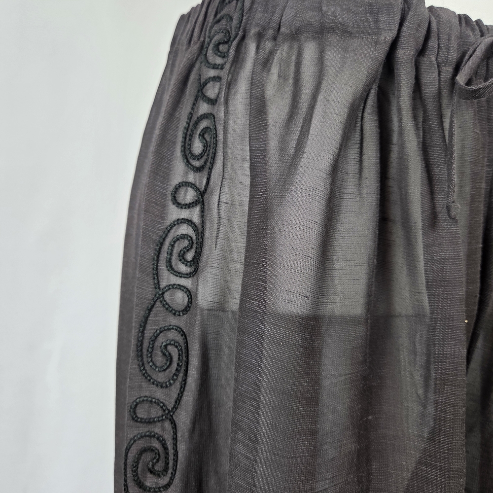 Emporio Armani Black Linen Blend Wide-Leg Sheer Pants - Picture 4 of 10